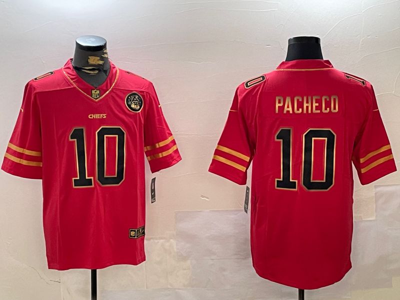 Men Kansas City Chiefs #10 Pacheco Red Gold 2024 Nike Limited NFL Jersey style 1